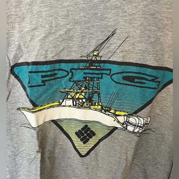 Men’s size large Columbia PFG gray short sleeved tee cotton polyester blend - Picture 2 of 5